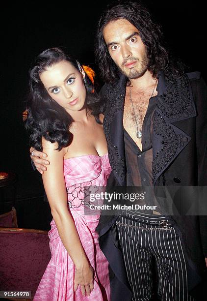 Katy perry and Russell Brand attend John Galliano Pret a Porter show as part of the Paris Womenswear Fashion Week Spring/Summer 2010 at Halle...