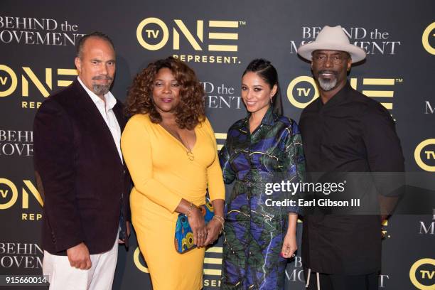 Actors Roger Guenveur, Loretta Devine, Meta Golding and Isaiah Washington attend "Behind The Movement" Los Angeles Premiere at Harmony Gold Theatre...