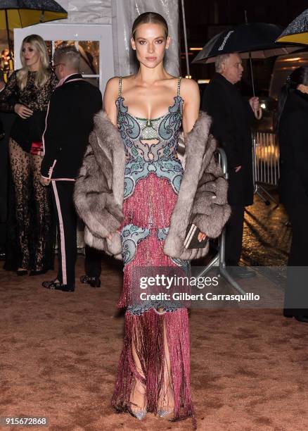 Model Hannah Ferguson is seen arriving to the 2018 amfAR Gala New York at Cipriani Wall Street on February 7, 2018 in New York City.