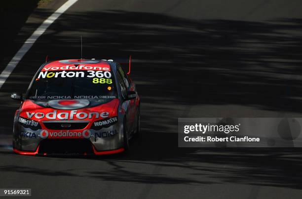 Jamie Whincup drives the Team Vodafone Ford during practice for the Bathurst 1000, which is round 10 of the V8 Supercars Championship Series at Mount...