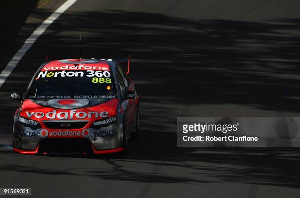 Jamie Whincup drives the Team Vodafone Ford during practice for the Bathurst 1000, which is round 10 of the V8 Supercars Championship Series at Mount...