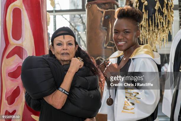 Boxer Nicola Adams with designer Michele Lamy launches her first clothing line at Selfridges on February 8, 2018 in London, England. Nicola Adams OBE...