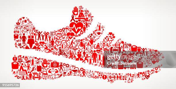 stockillustraties, clipart, cartoons en iconen met sneakers medische revalidatie fysiotherapie - loopband fitnessapparaat