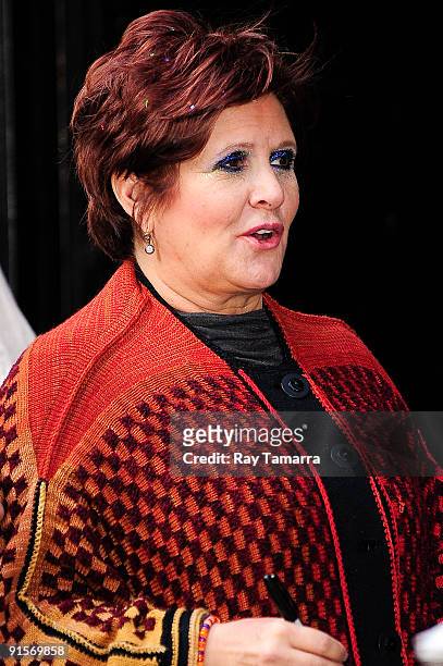 Actress Carrie Fisher leaves Studio 54 Theater on October 07, 2009 in New York City.