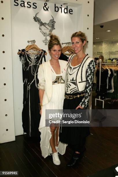 Fashion designers Sarah-Jane Clarke and Heidi Middleton of Sass & Bide pose during the inaugural David Jones National Breast Cancer Foundation...