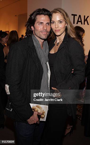 Artist Greg Lauren and actress Elizabeth Berkley attend New York Academy Of Art's 18th annual Take Home A Nude art auction benefit at Sotheby's on...