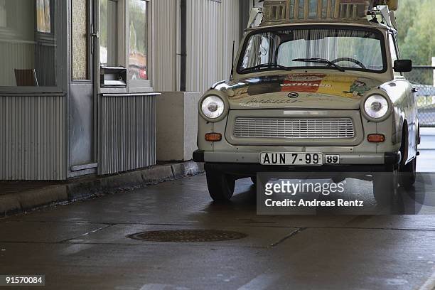 Eastern German car, Trabant, stands at the border checkpoint Helmstedt-Marienborn memorial on October 7, 2009 in Marienborn, Germany. The Border...