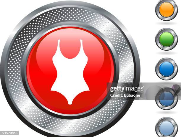 woman bathing suit royalty free vector art on metallic button - swimsuit icon stock illustrations