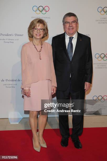 President Thomas Bach with his wife Claudia Bach attend the IOC President's Dinner ahead of the PyeongChang 2018 Winter Olympic Games on February 8,...