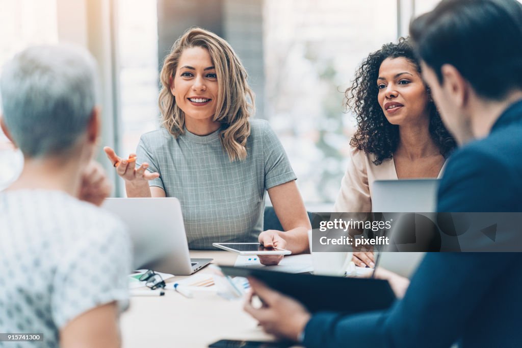 Female manager discussing business