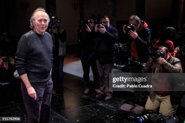 Spanish singer Joan Manuel Serrat presents 'Mediterraneo Da Capo' tour at 'Circulo de Bellas Artes' on February 8, 2018 in Madrid, Spain.