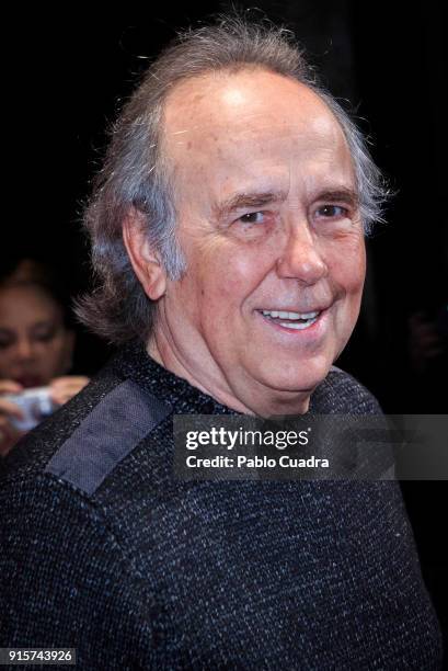 Spanish singer Joan Manuel Serrat presents 'Mediterraneo Da Capo' tour at 'Circulo de Bellas Artes' on February 8, 2018 in Madrid, Spain.