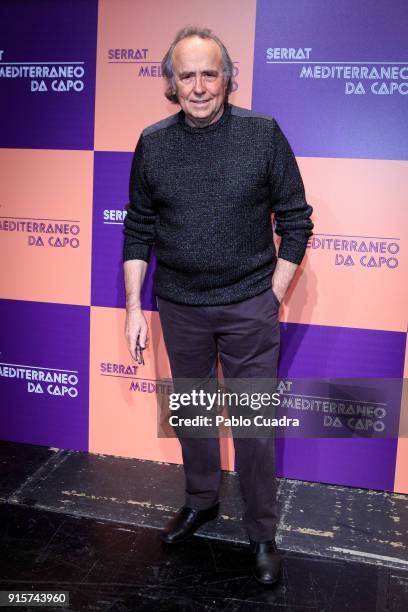 Spanish singer Joan Manuel Serrat presents 'Mediterraneo Da Capo' tour at 'Circulo de Bellas Artes' on February 8, 2018 in Madrid, Spain.