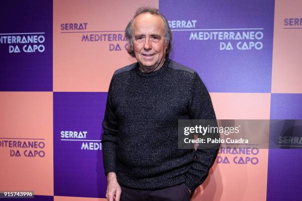 Spanish singer Joan Manuel Serrat presents 'Mediterraneo Da Capo' tour at 'Circulo de Bellas Artes' on February 8, 2018 in Madrid, Spain.