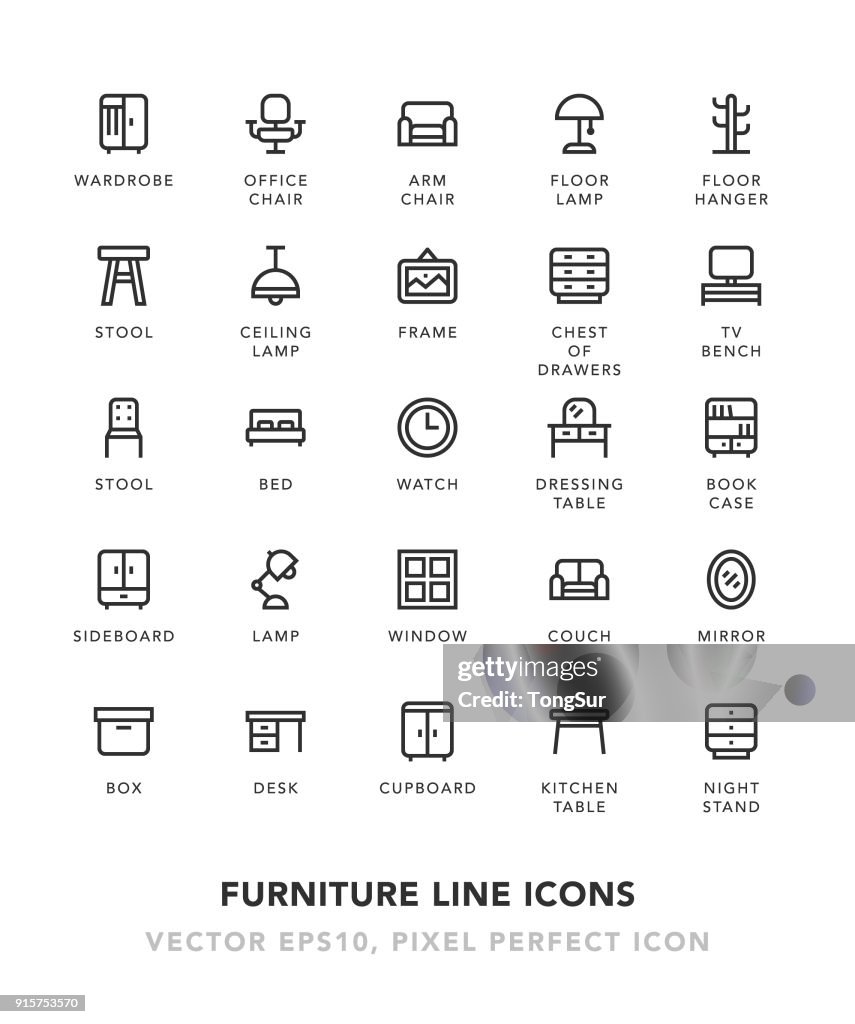 Furniture Line Icons High-Res Vector Graphic - Getty Images