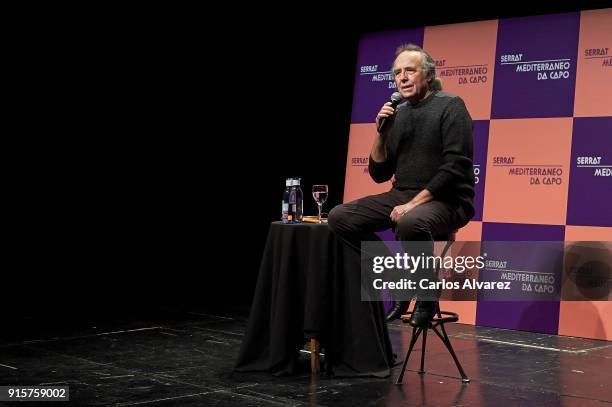 Spanish singer Joan Manuel Serrat presents his new album Mediterraneo Da Capo' at Circulo de Bellas Artes on February 8, 2018 in Madrid, Spain.