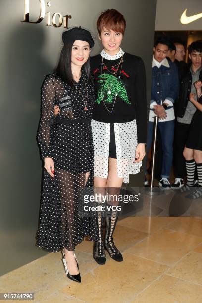 Actress Charlie Yeung and singer Gigi Leung attend the Dior event on February 8, 2018 in Hong Kong, China.