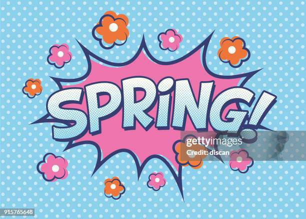 spring - comic speech bubble. vector illustration - spring flowers stock illustrations