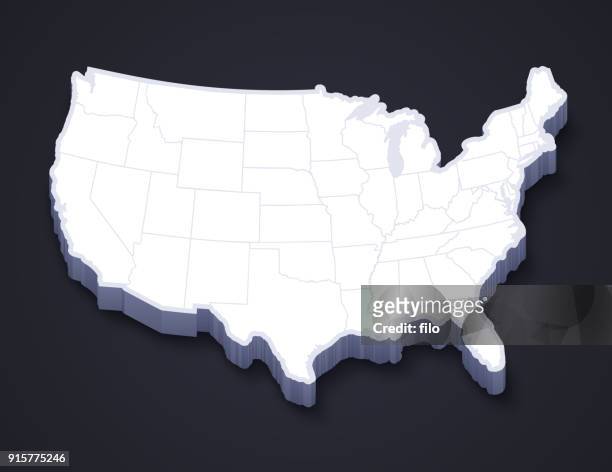 united states continental 3d map - southeast stock illustrations