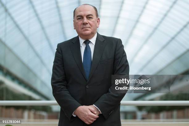 Axel Weber, chairman of UBS Group AG, poses for a photograph following a Bloomberg Television interview at the Deutsche Bundesbank European money and...