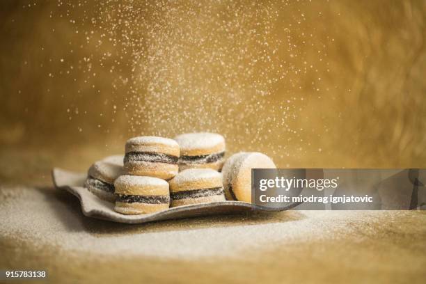biscotti dolci alla vaniglia in polvere con zucchero - fatto in casa foto e immagini stock