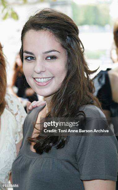 Anouchka Delon attends the Elie Saab Pret a Porter show as part of the Paris Womenswear Fashion Week Spring/Summer 2010 at Espace Ephemere Tuileries...