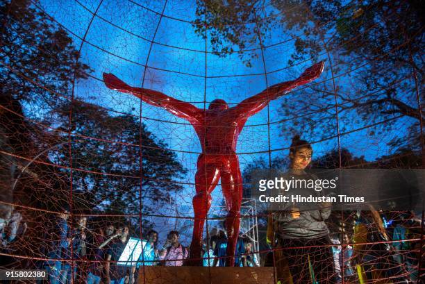 People enjoy Installations at Kala Ghoda Art Festival 2018, on February 7, 2018 in Mumbai, India. The art extravaganza explodes with a riot of events...