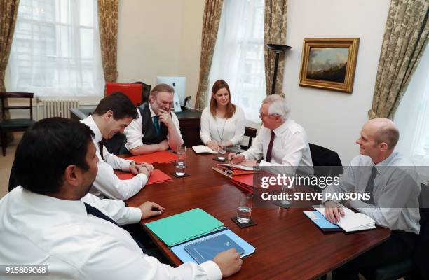 Britain's Secretary of State for Exiting the European Union David Davis , Permanent Representative of the United Kingdom to the European Union, Sir...