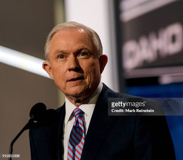 American politician US Senator Jeff Sessions addresses the Republican National Convention at the Quicken Loans Arena, Cleveland, Ohio, July 18, 2016.