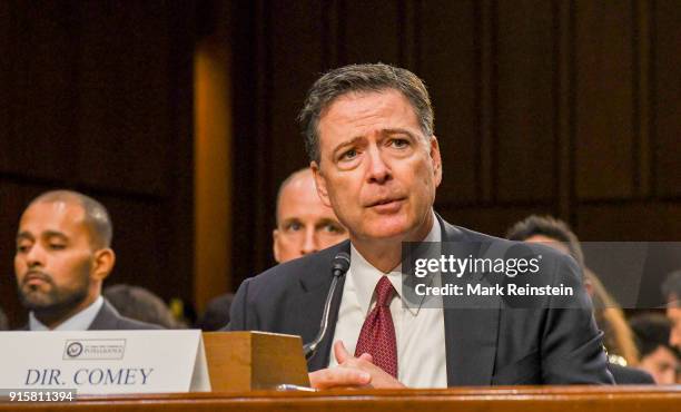 American lawyer and former FBI Director James Comey testifies before the Senate Intelligence Committee, Washington DC, June 8, 2017.