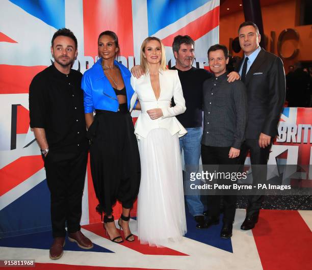 Anthony McPartlin, Alesha Dixon, Amanda Holden, Simon Cowell, Declan Donnelly and David Walliams attend the auditions for Britain's Got Talent at The...