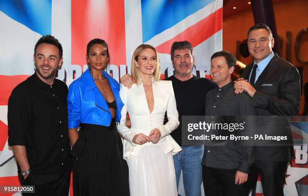 Anthony McPartlin, Alesha Dixon, Amanda Holden, Simon Cowell, Declan Donnelly and David Walliams attend the auditions for Britain's Got Talent at The...