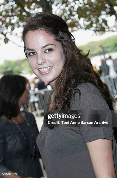 Anouchka Delon attends the Elie Saab Pret a Porter show as part of the Paris Womenswear Fashion Week Spring/Summer 2010 at Espace Ephemere Tuileries...