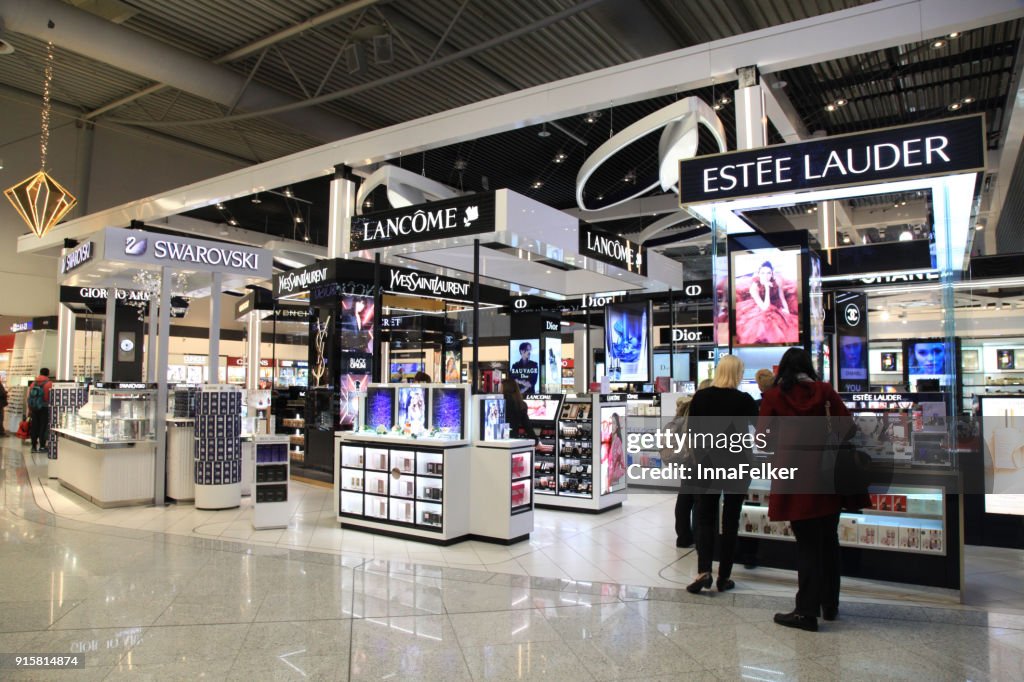 Duty free shops at Eleftherios Venizelos airport in Athens, Greece