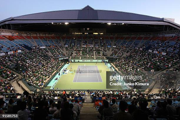 General view during day four of the Rakuten Open Tennis tournament at Ariake Colosseum on October 8, 2009 in Tokyo, Japan.