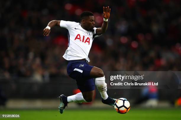 Serge Aurier of Tottenham Hotspur in action during the Emirates FA Cup Fourth Round Replay between Tottenham Hotspur and Newport County at Wembley...