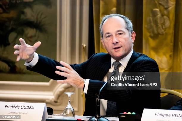 Frederic Oudea, General Manager of Societe Generale during a press conference on February 7, 2018 in Paris, France. The bank presented its financial...