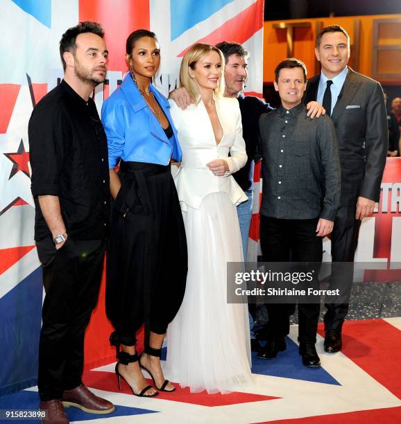 Ant McPartlin, Alesha Dixon, Amanda Holden, Simon Cowell, Declan Donnelly and David Walliams attend the Britain's Got Talent Manchester auditions at...