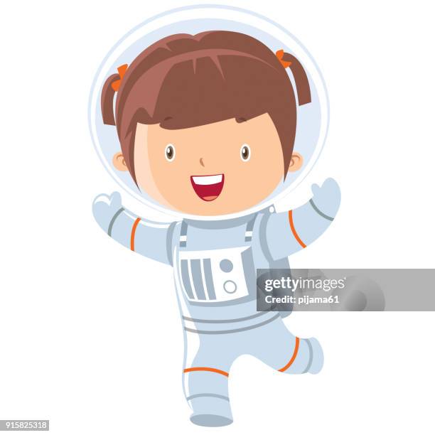 astronaut girl - child science stock illustrations