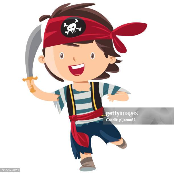 kind junge piraten cartoon - pirate stock-grafiken, -clipart, -cartoons und -symbole