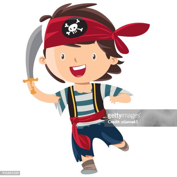 小子海盜卡通 - 海盜 幅插畫檔、美工圖案、卡通及圖標