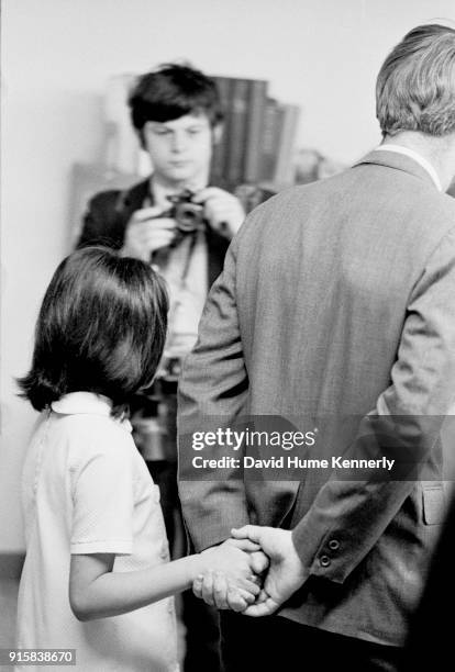 Democratic Presidential Candidate Robert Kennedy visits a Native American school in Albuquerque while campaigning in New Mexico on March 29, 1968.