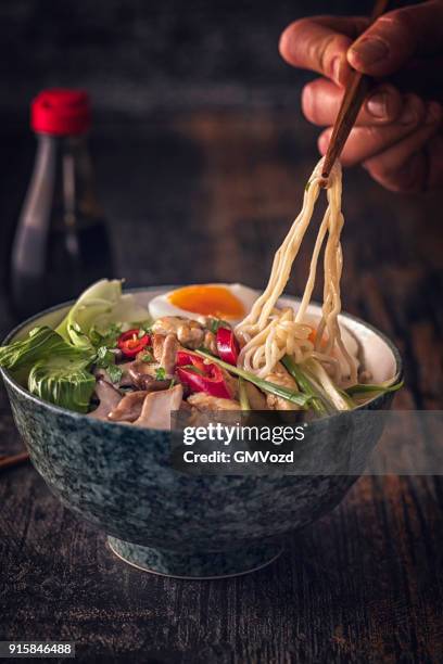 miso ramen noodle soup - miso ramen stock pictures, royalty-free photos & images