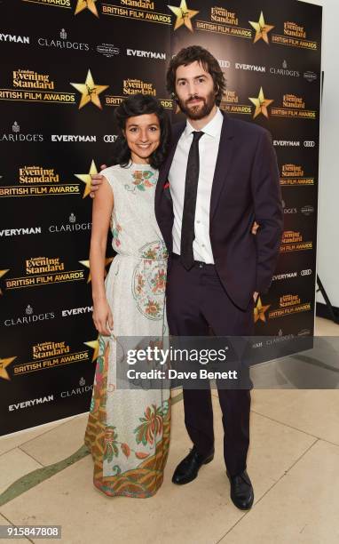 Dina Mousawi and Jim Sturgess arrive at the London Evening Standard British Film Awards 2018 at Claridge's Hotel on February 8, 2018 in London,...