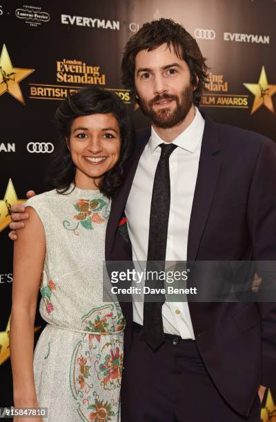 Dina Mousawi and Jim Sturgess arrive at the London Evening Standard British Film Awards 2018 at Claridge's Hotel on February 8, 2018 in London,...