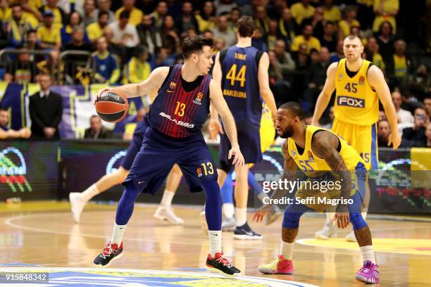 Thomas Heurtel, #13 of FC Barcelona Lassa in action during the 2017/2018 Turkish Airlines EuroLeague Regular Season Round 22 game between Maccabi Fox...