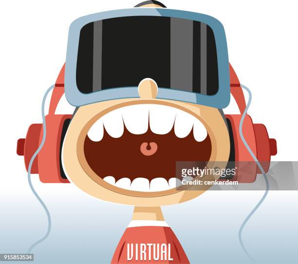 illustrazioni stock, clip art, cartoni animati e icone di tendenza di realtà virtuale - virtual reality glass vector