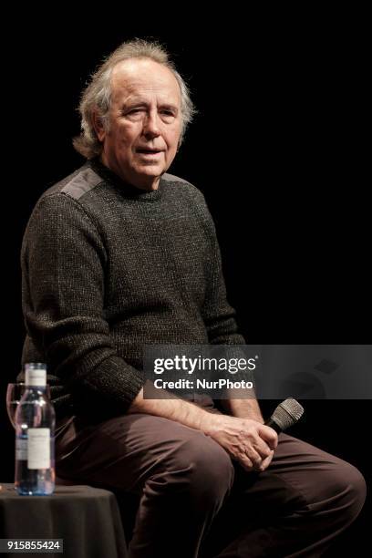 Spanish singer Joan Manuel Serrat performs during the presentation of his upcoming tour 'Mediterraneo da capo' at the Fine Arts Circle in Madrid,...