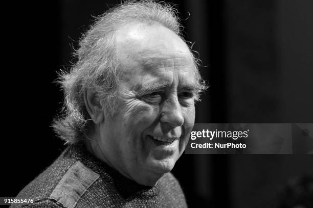 Spanish singer Joan Manuel Serrat performs during the presentation of his upcoming tour 'Mediterraneo da capo' at the Fine Arts Circle in Madrid,...