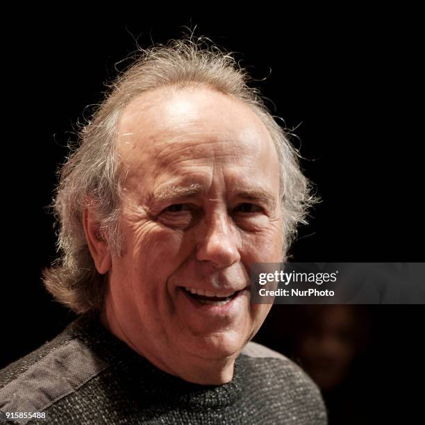 Spanish singer Joan Manuel Serrat performs during the presentation of his upcoming tour 'Mediterraneo da capo' at the Fine Arts Circle in Madrid,...